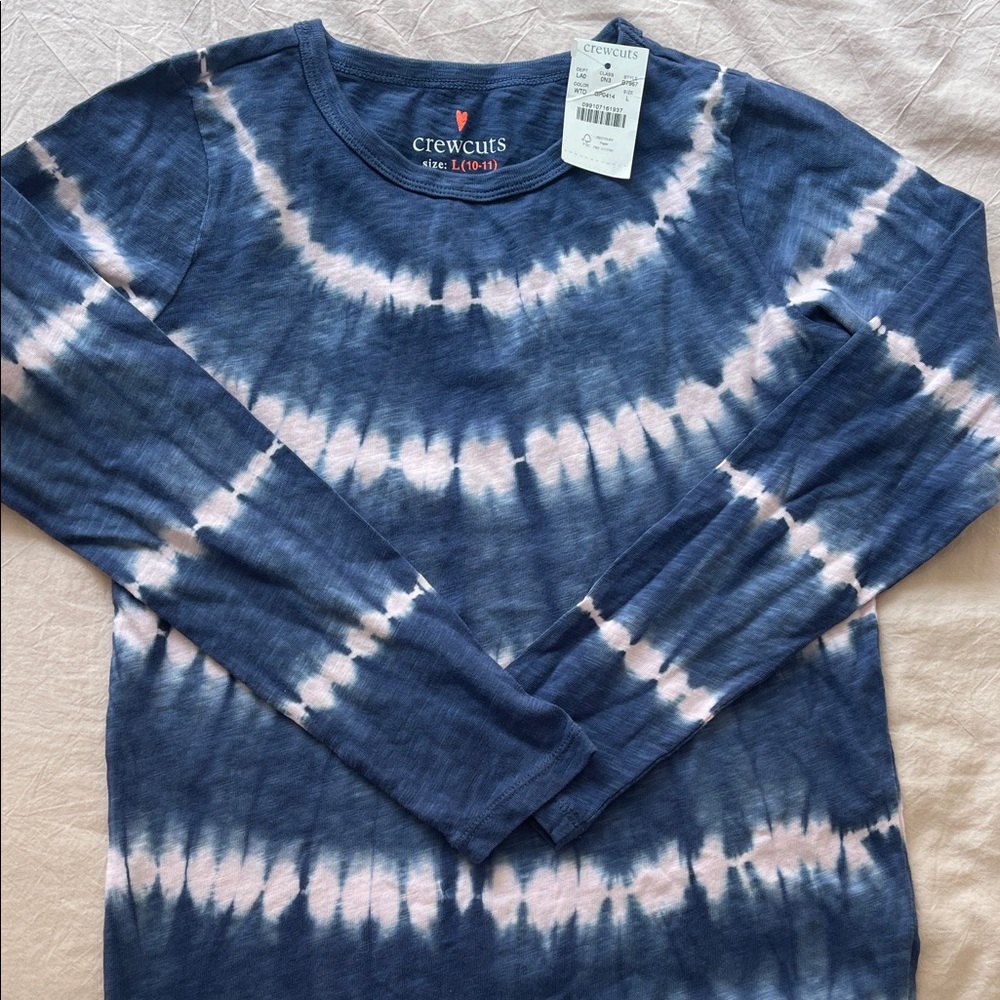 Crewcuts Navy and light pink Tie-Dye Long Sleeve Tee